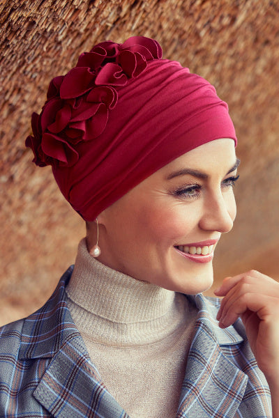 Turban Nadi - Turban in bamboo viscose with decorative applications in - red - 1398-0384